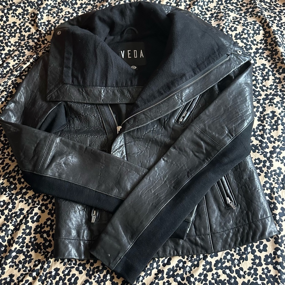 Veda Black Leather Jacket